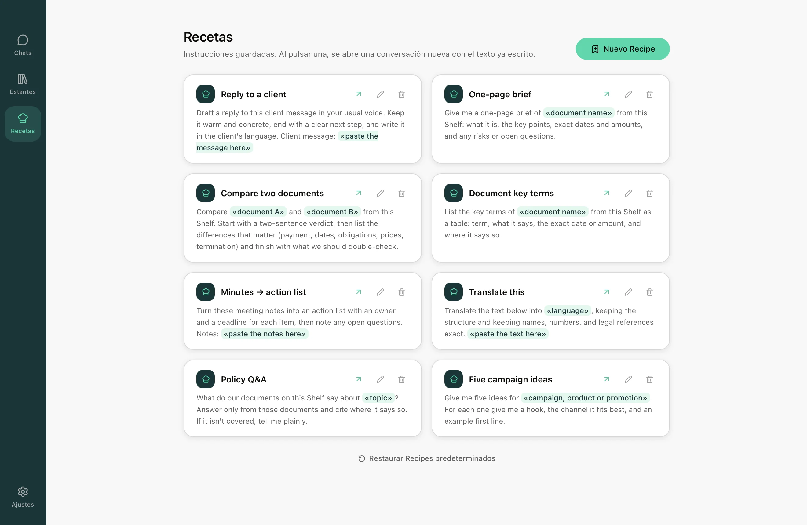 Recetas de Rebost: indicaciones guardadas y listas para reutilizar.