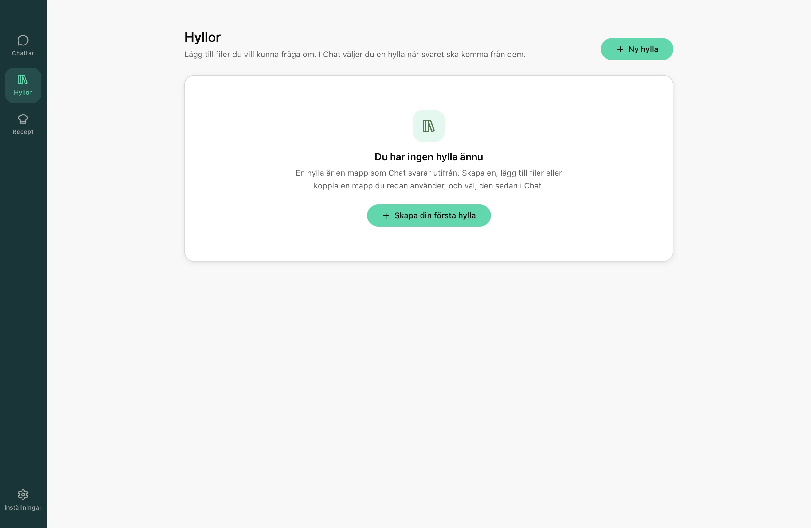 Rebost Hyllor: en Hylla skapad från en mapp på disken.
